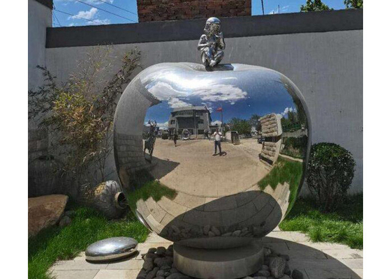 قیمت خوب مجسمه های باغ فلزی انتزاعی طراحی هنری بیرونی مجسمه میوه سیب از فولاد ضد زنگ آنلاین