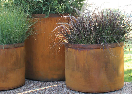قیمت خوب چشم انداز زنگ زده Round Corten فولاد کاشت جعبه برای پلازا ضد آب آنلاین