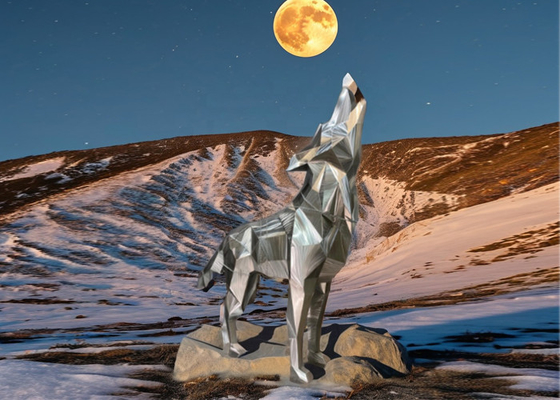 قیمت خوب بزرگ تجریدی حیوانات مجسمه سازی فولاد ضد زنگ هنر گرگ تکنیک جوش فلزی برای تزئینات آنلاین