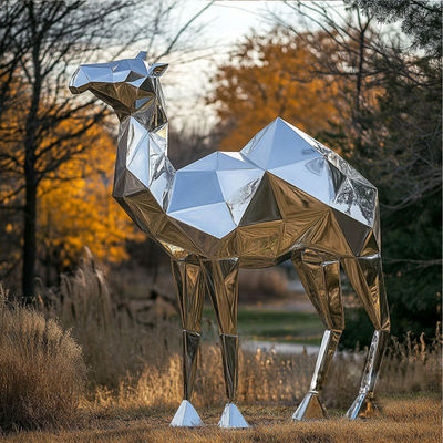 قیمت خوب نقاشی سه بعدی آینه گشاده هندسه فولاد ضد زنگ مجسمه شتر آنلاین