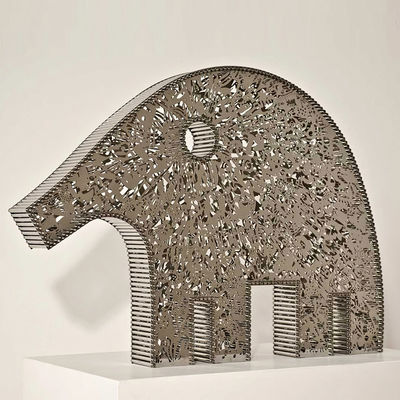 قیمت خوب مجسمه فلزی فیل گل ️هنر حیوانات انتزاعی فولاد ضد زنگ برای فضاهای داخلی / خارجی آنلاین