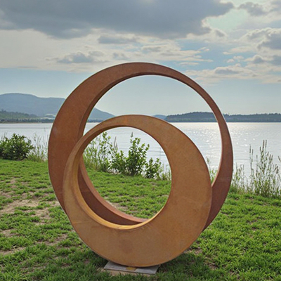 Custom Rusty Outdoor Garden Metal Art Corten Steel Ring Sculpture
