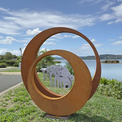 Custom Rusty Outdoor Garden Metal Art Corten Steel Ring Sculpture