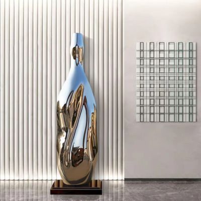 قیمت خوب Large Size Mirror Polished Stainless Steel Bottle Sculpture For Decoration آنلاین