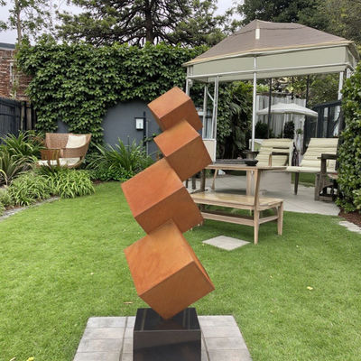 قیمت خوب Modern Outdoor Garden Decorative Rusted Corten Steel Tiered Cube Sculpture آنلاین