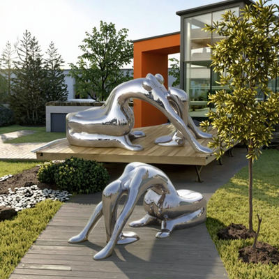 قیمت خوب مجسمه هنری بانوی استیل ضد زنگ آینه ای، انتزاعی، فیگوراتیو، دکوراسیون فضای باز و داخلی آنلاین