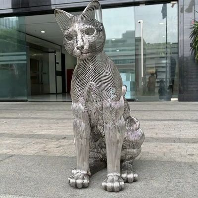 قیمت خوب Modern Art Cat Animal Decorative Metal Stainless Steel Sculpture Outdoor Large Statue Factory آنلاین