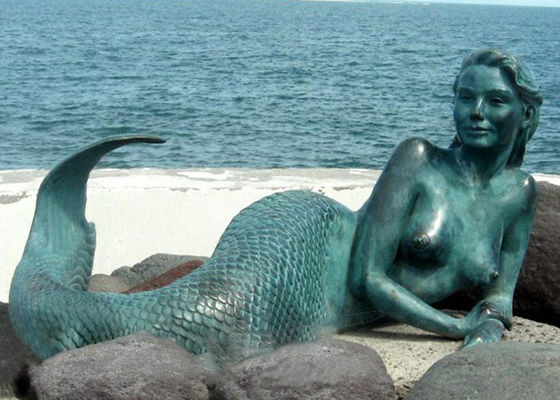 قیمت خوب دکوراسیون Mermaid Outdoor Bronze Garden Sculpture 200cm طول OEM موجود است آنلاین