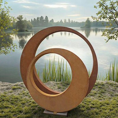 Custom Rusty Outdoor Garden Metal Art Corten Steel Ring Sculpture