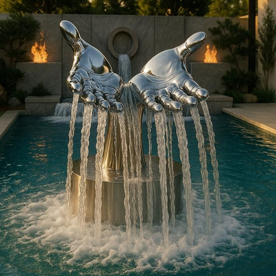مجسمه فواره ای بزرگ مدرن فولاد ضد زنگ