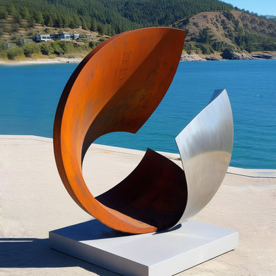 مجسمه ماهی از جنس فولاد ضد زنگ و فولاد طبیعی زنگ زده