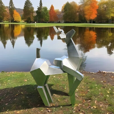 قیمت خوب Outdoor Geometric Deer Statue Modern Stainless Steel Yard Art Ornament آنلاین