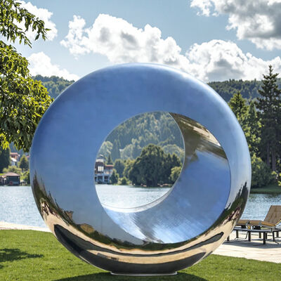 قیمت خوب Giant Urban Modern Landscape Mirror Polished Stainless Steel Ring Sculpture City Public Art Installation آنلاین