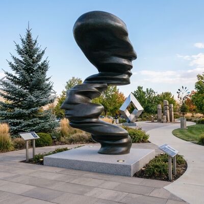 قیمت خوب Large Bronze Abstract Human Figure Sculpture Twisted Face Profile Column Modern Outdoor Statue Garden Landscape Public Art آنلاین